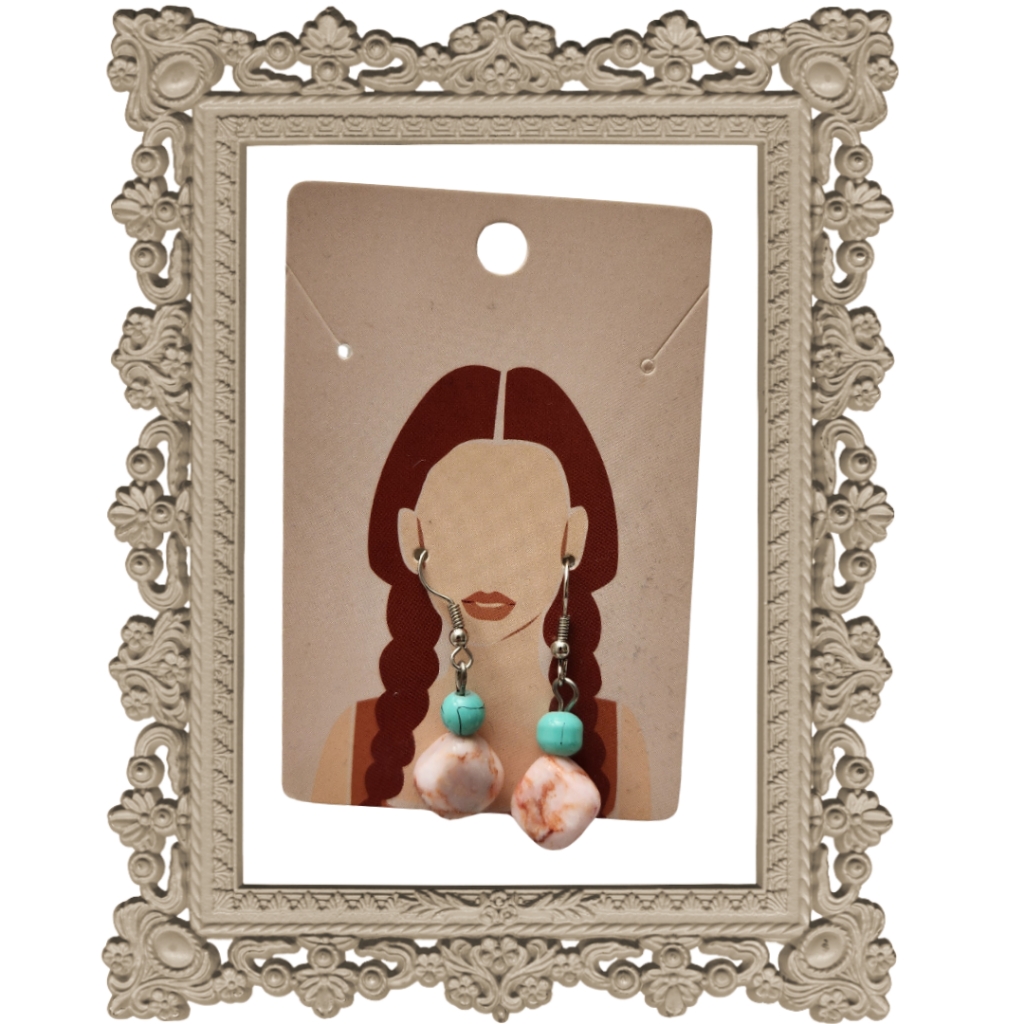 Pink/Turquoise Stone Earrings